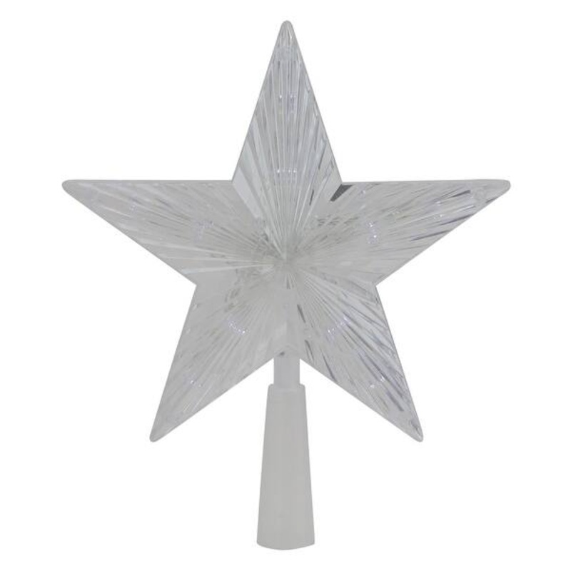10" Clear Crystal Star LED Christmas Tree Topper - Clear Lights