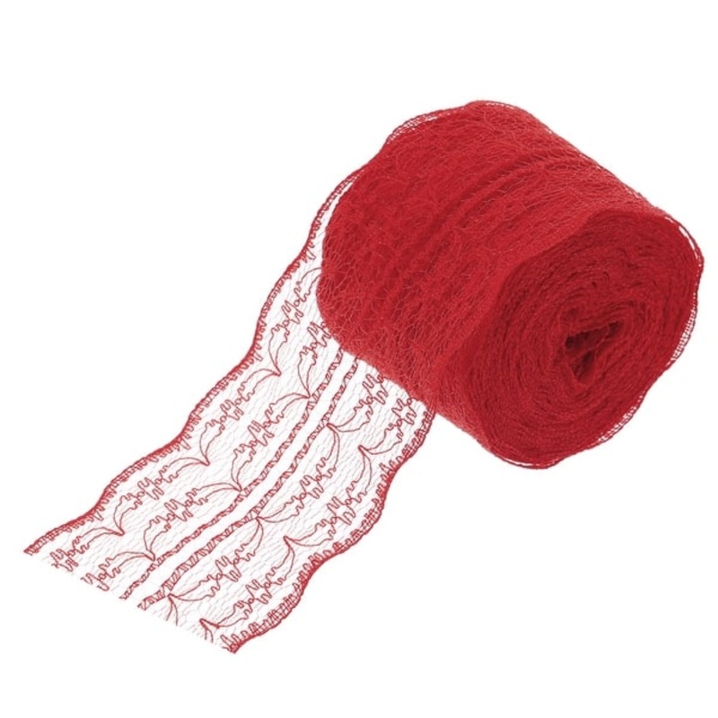 1.8 Inch Wide 11 Yard Lace Ribbon Floral Pattern Red Lace Trim Ribbon
